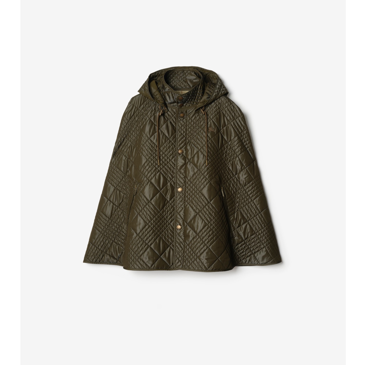 迷你格纹缝线尼龙混纺斗篷