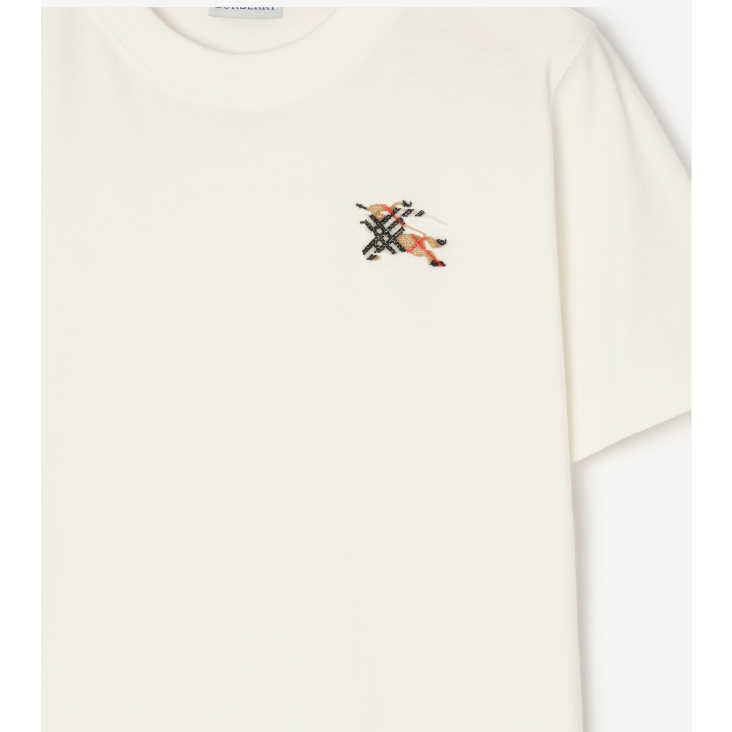 马术骑士徽标格纹棉质 T 恤衫