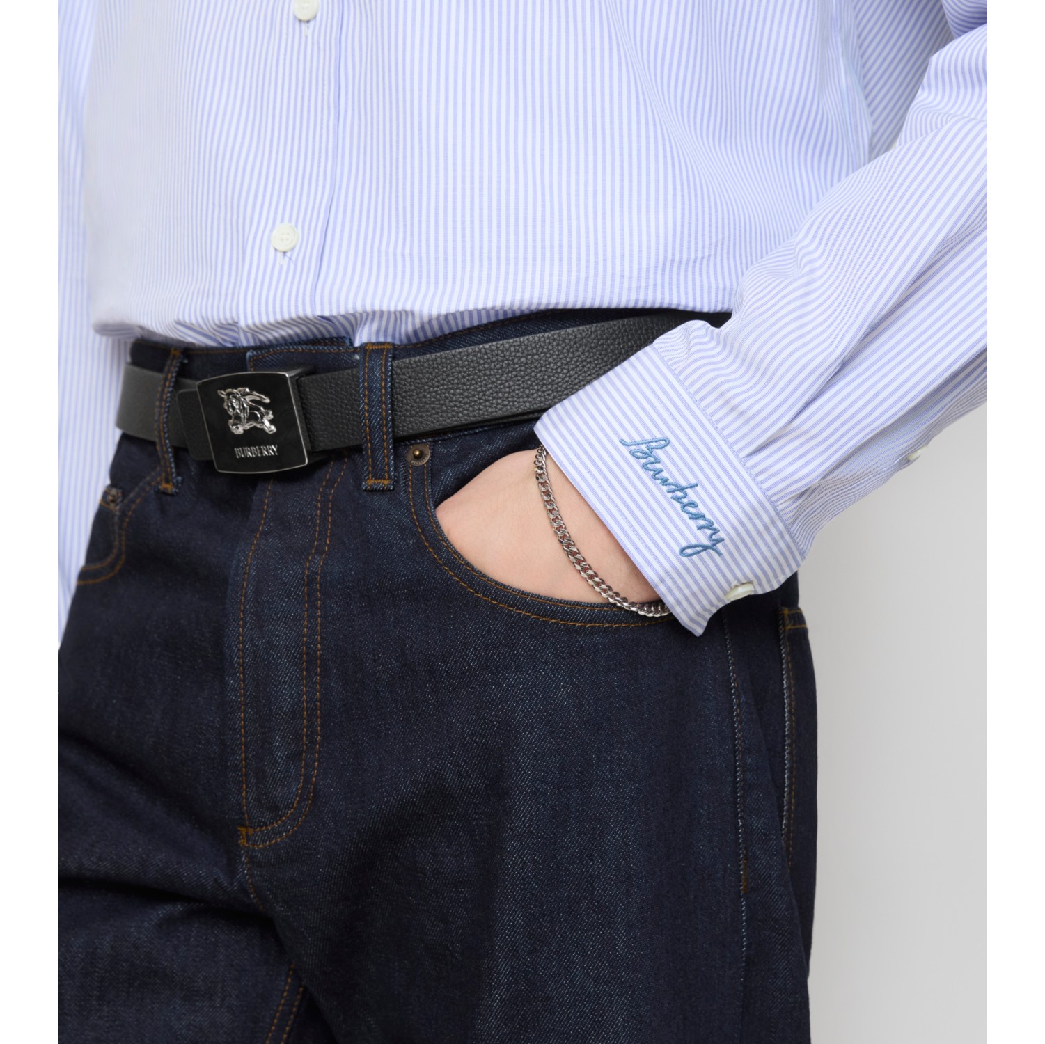 常规版型条纹棉府绸衬衫