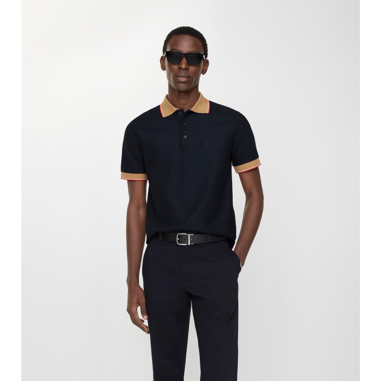 徽标衣领棉质 Polo 衫