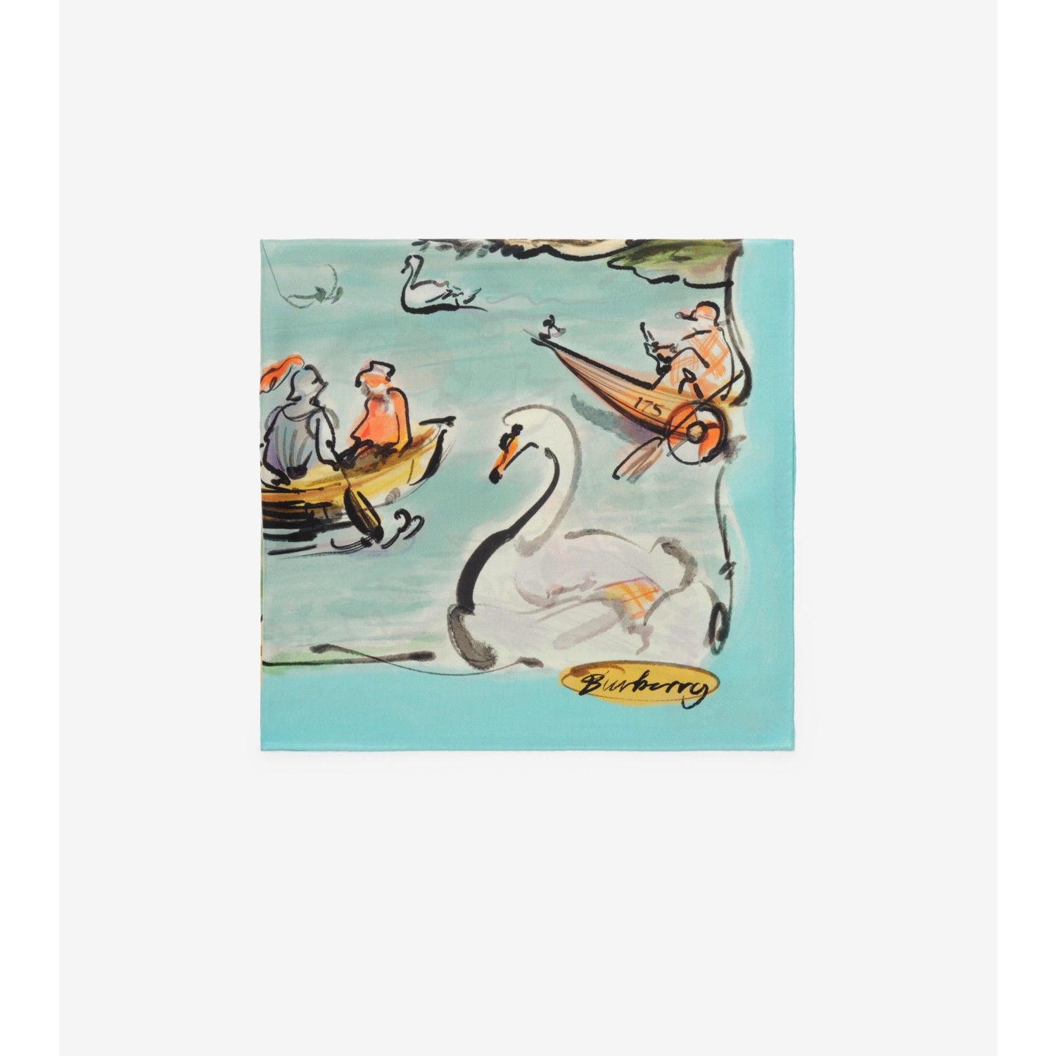 天鹅湖印花丝巾