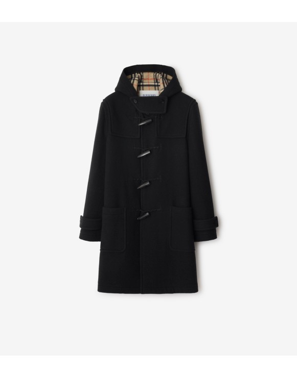 バーバリーブリット　ショート ダッフルコート　肉厚　フード　羊毛　ブラック　M 品牌男士外套· 夹克| Burberry® 博柏利官网