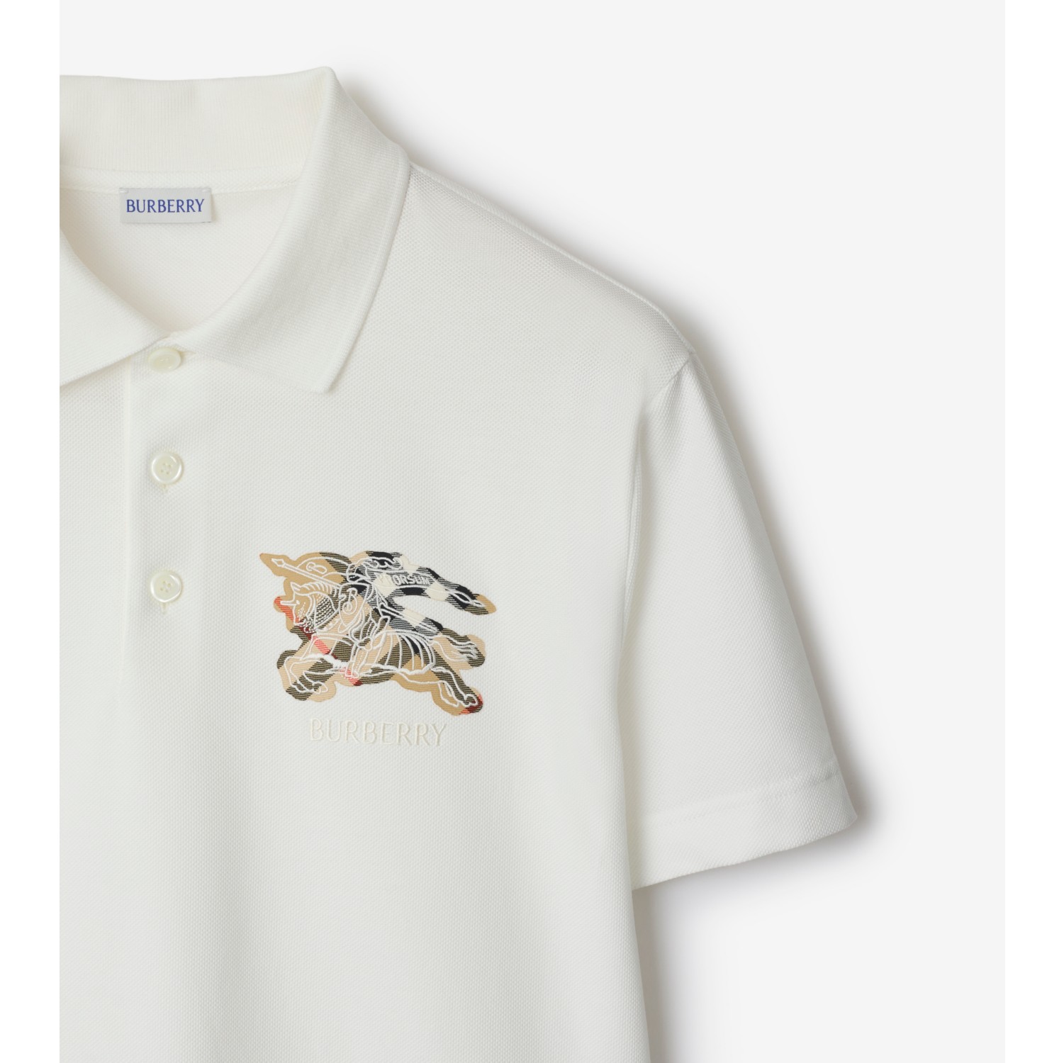 马术骑士徽标格纹棉质 Polo 衫