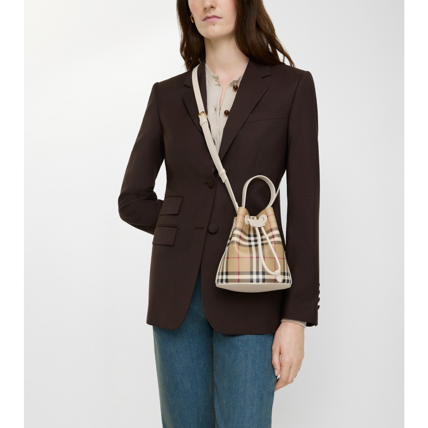 Mini Check Bucket Bag