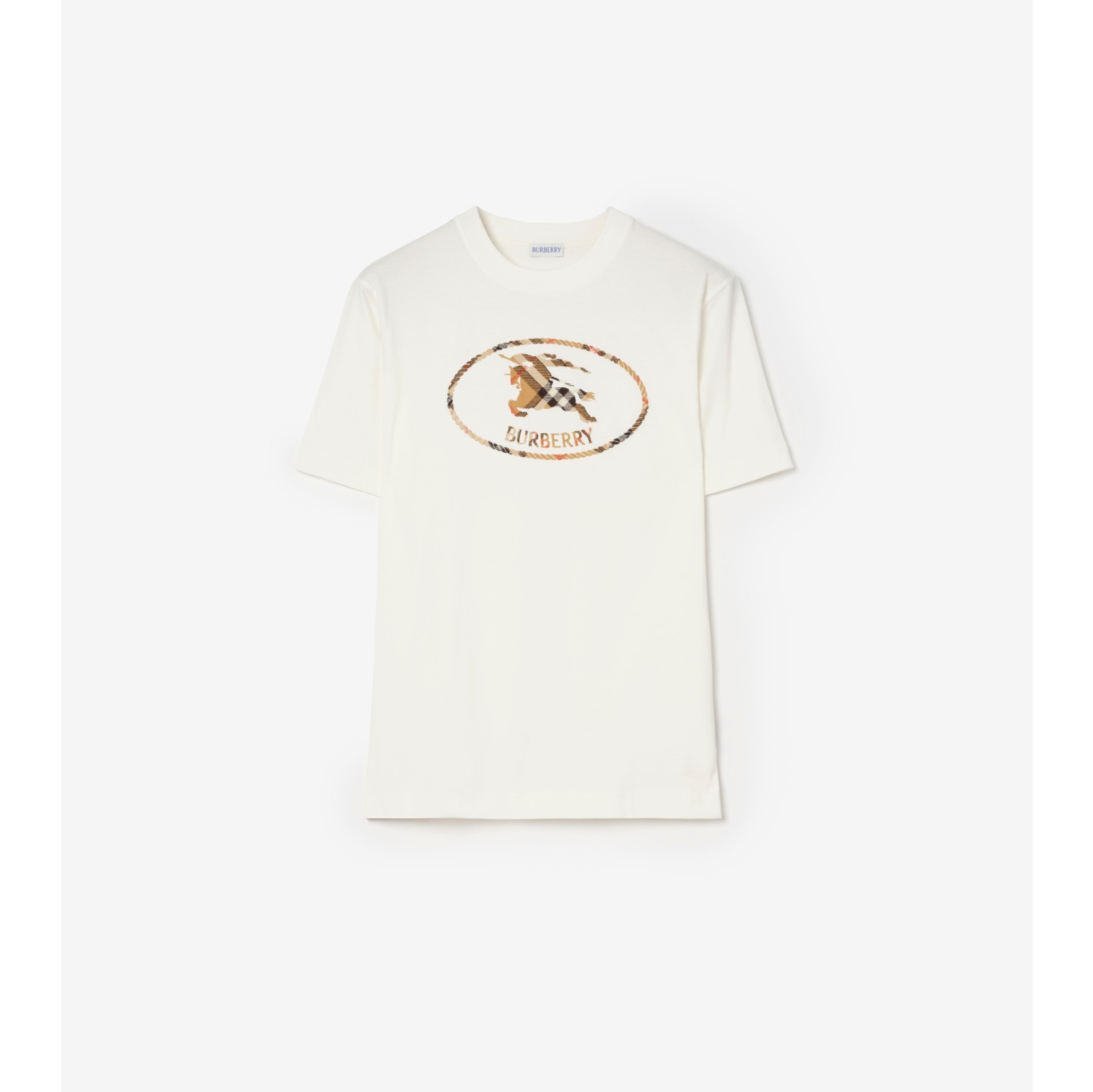 格纹骑士印章棉质 T 恤衫