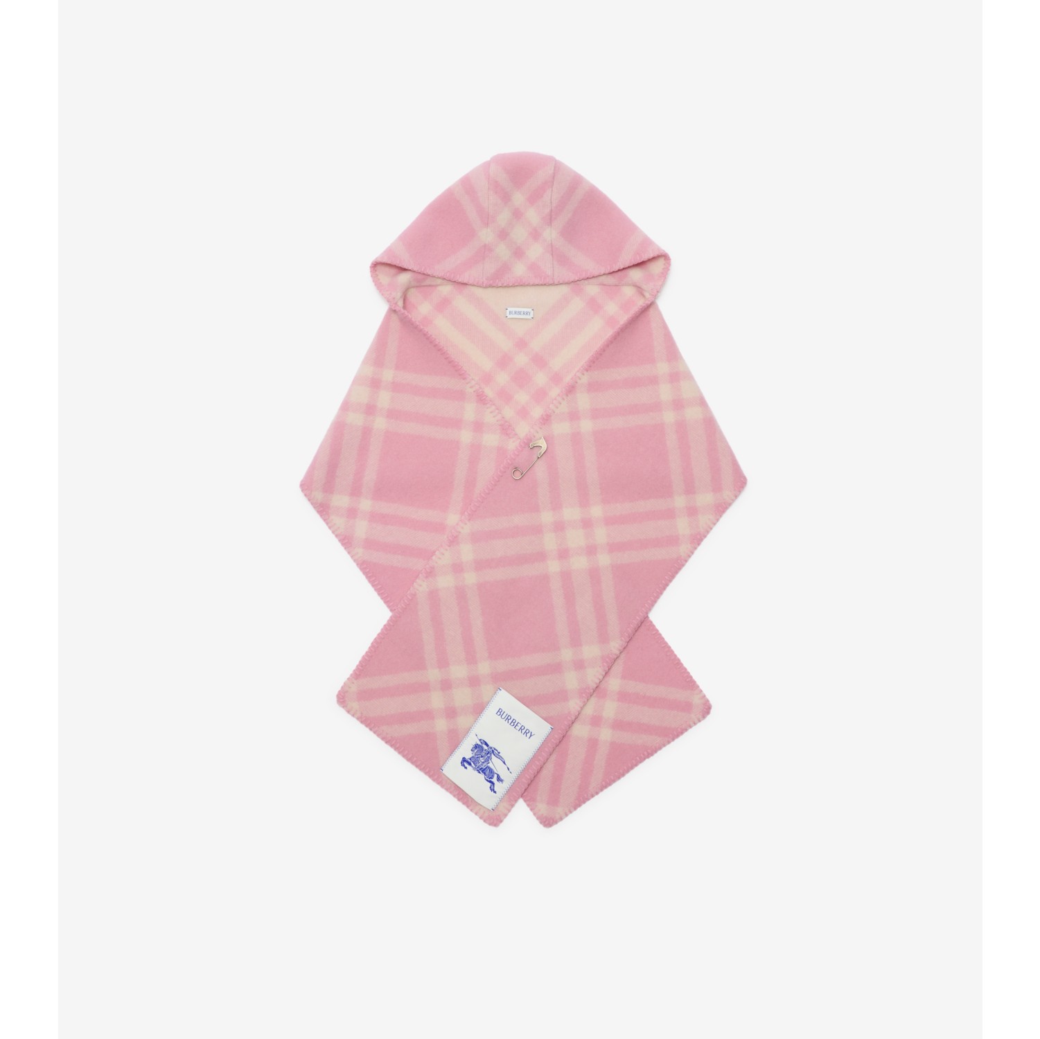 格纹羊毛连帽围巾