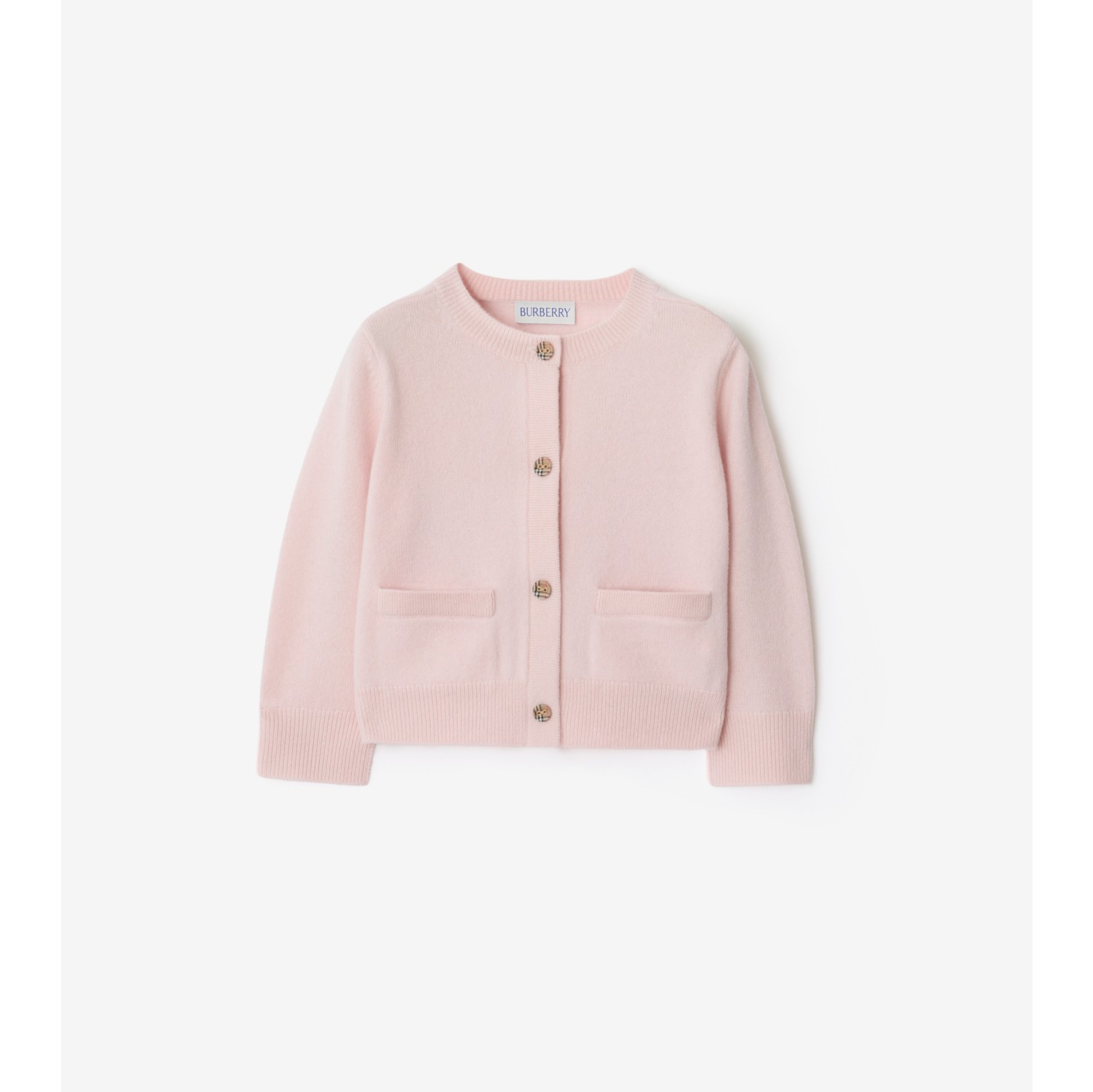 格纹贴片羊毛羊绒混纺开衫