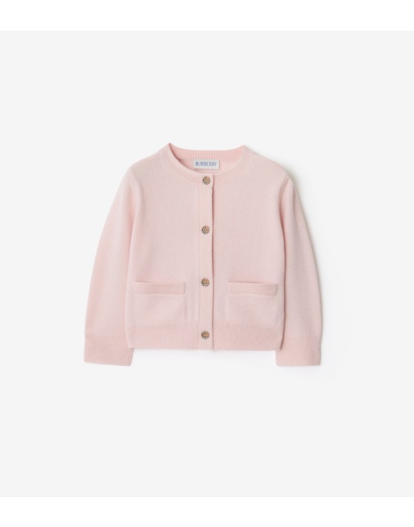 格纹贴片羊毛羊绒混纺开衫