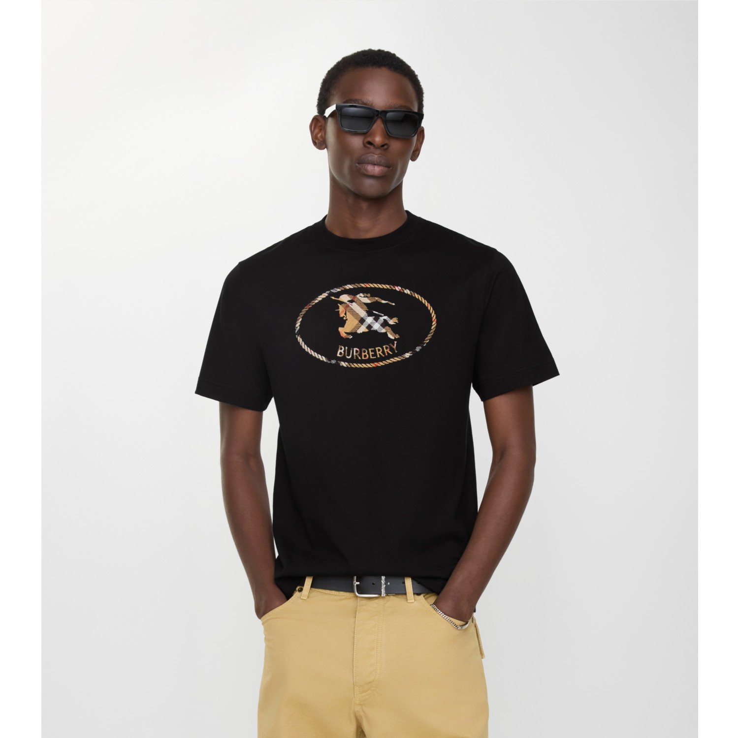 格纹骑士印章棉质 T 恤衫