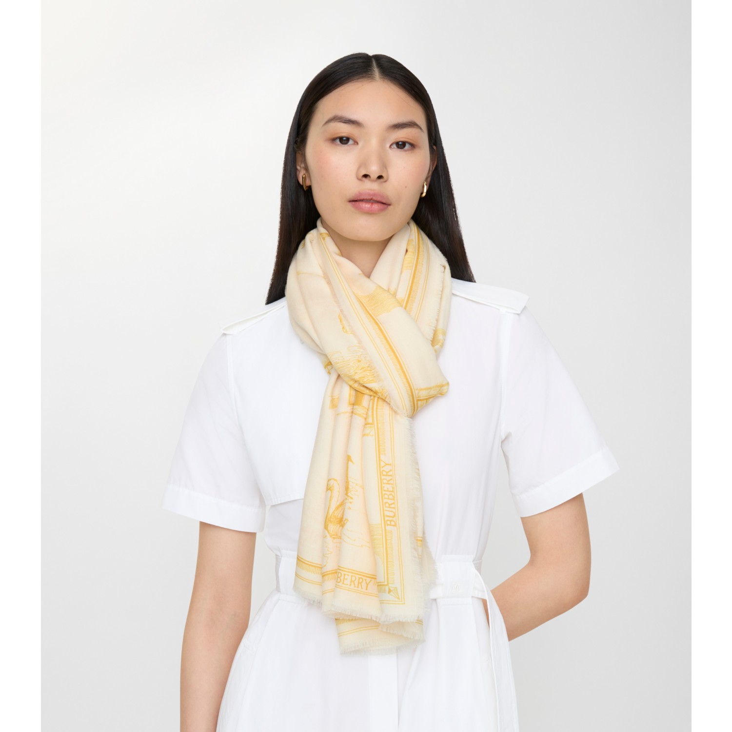 伦敦标志景观印花丝毛混纺围巾