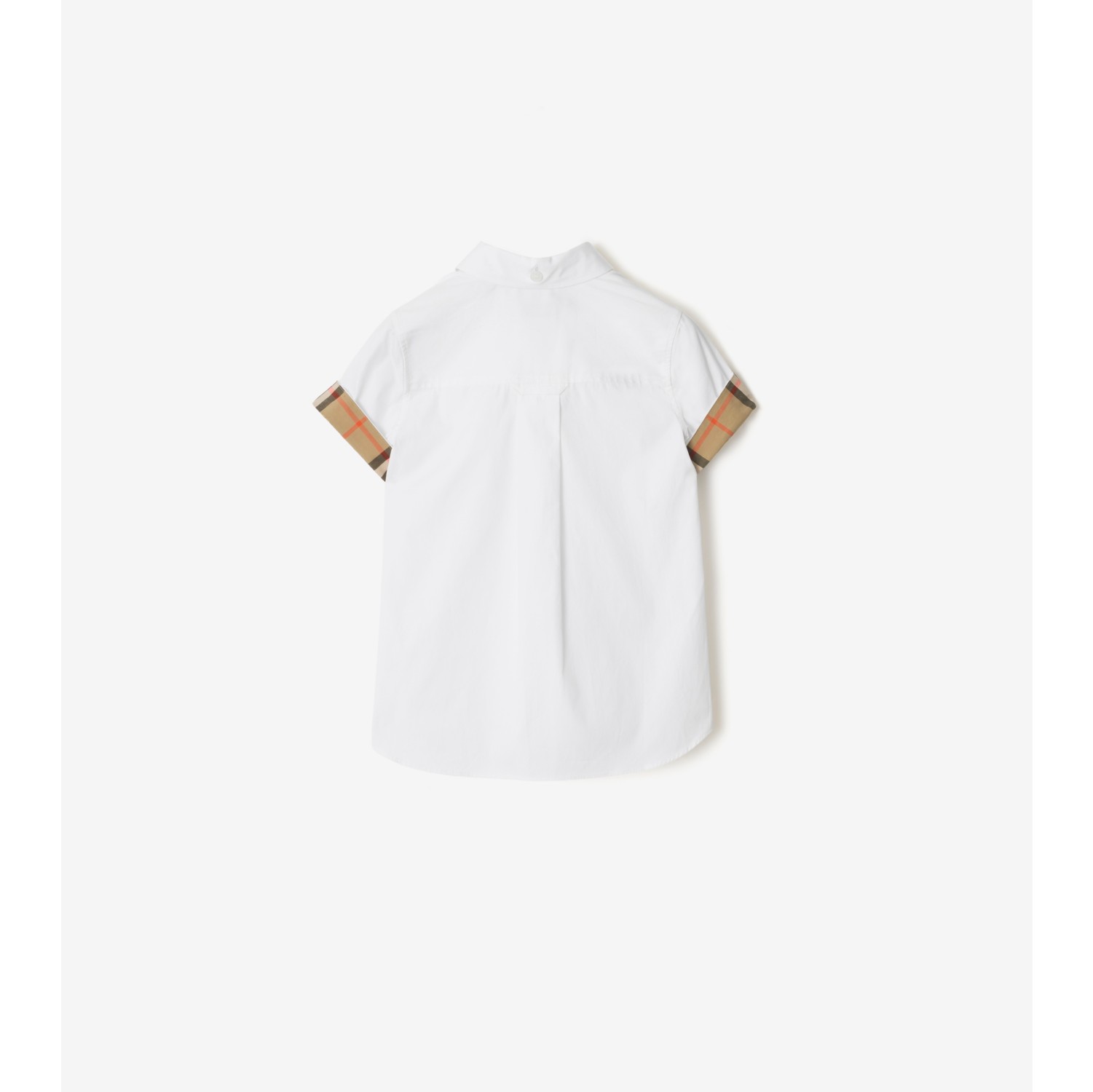 格纹饰边棉府绸衬衫