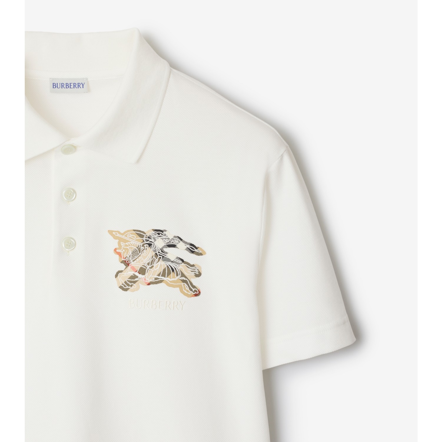 马术骑士徽标格纹棉质 Polo 衫