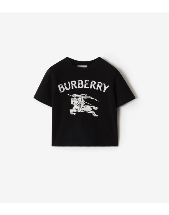 马术骑士徽标弹力棉质 T 恤衫