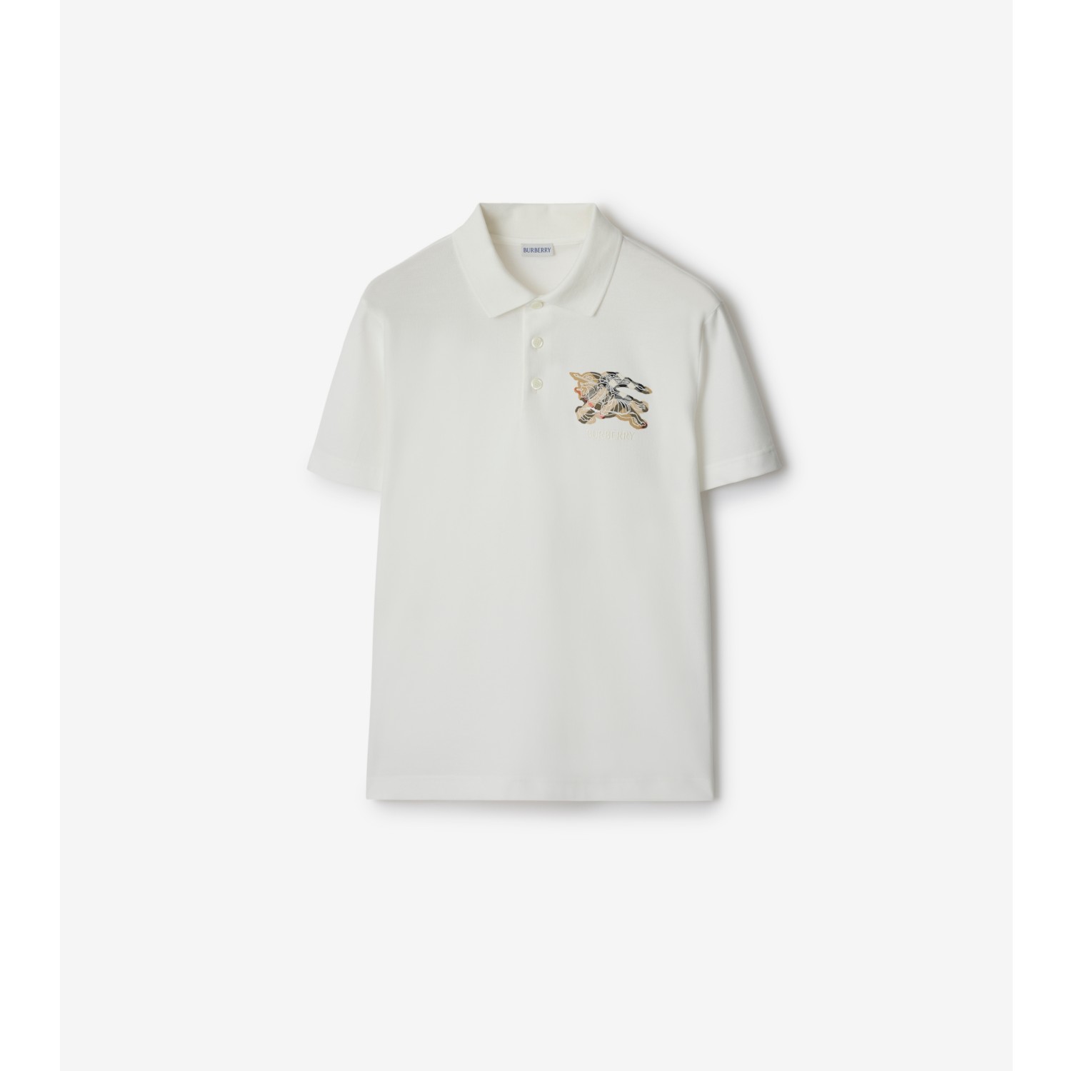 马术骑士徽标格纹棉质 Polo 衫