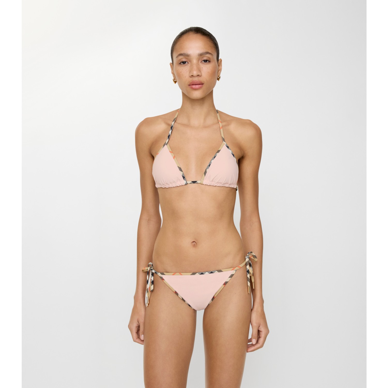 格纹装饰比基尼短裤