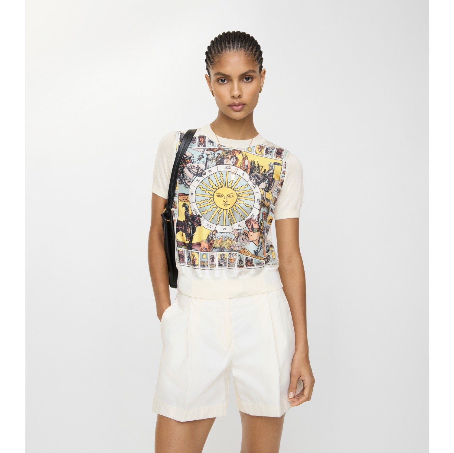 塔罗裁片丝毛混纺上衣