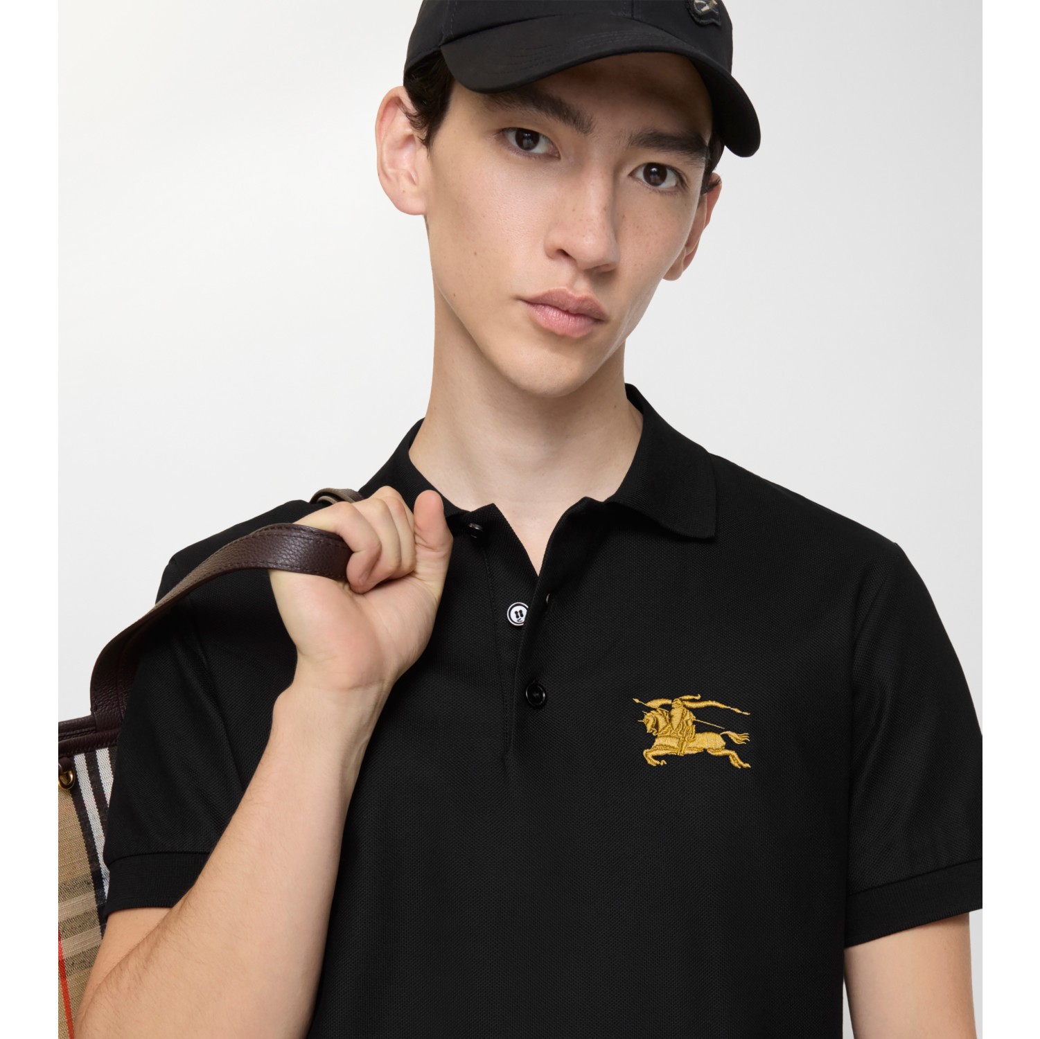 金属感马术骑士徽标棉质 Polo 衫