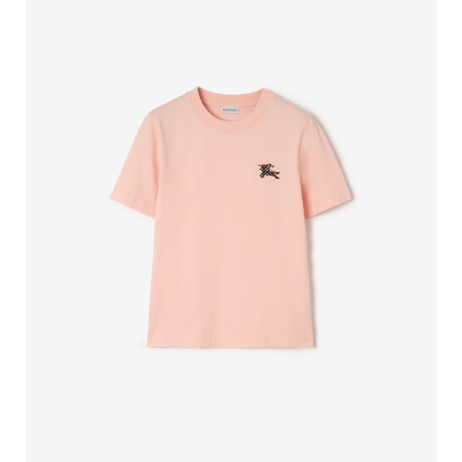 马术骑士徽标格纹棉质 T 恤衫