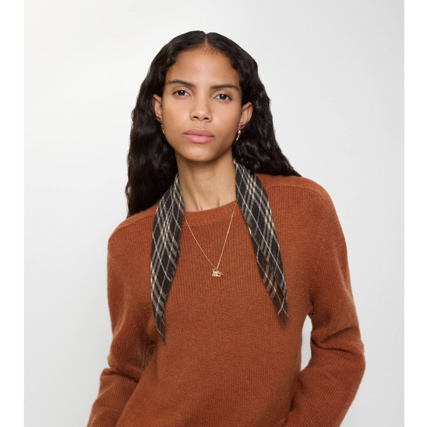 格纹丝质雪纺围巾