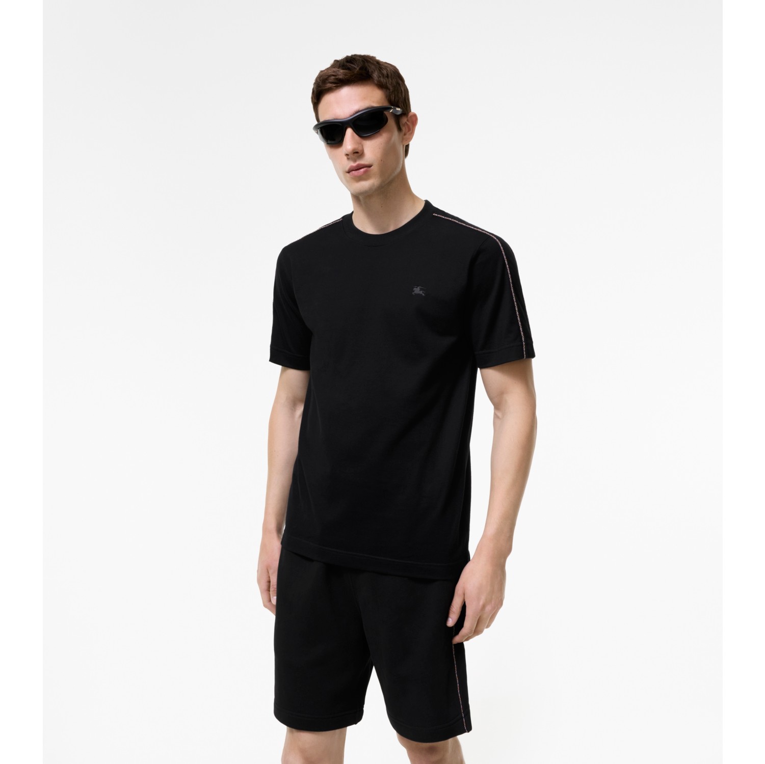 格纹滚边棉质 T 恤衫