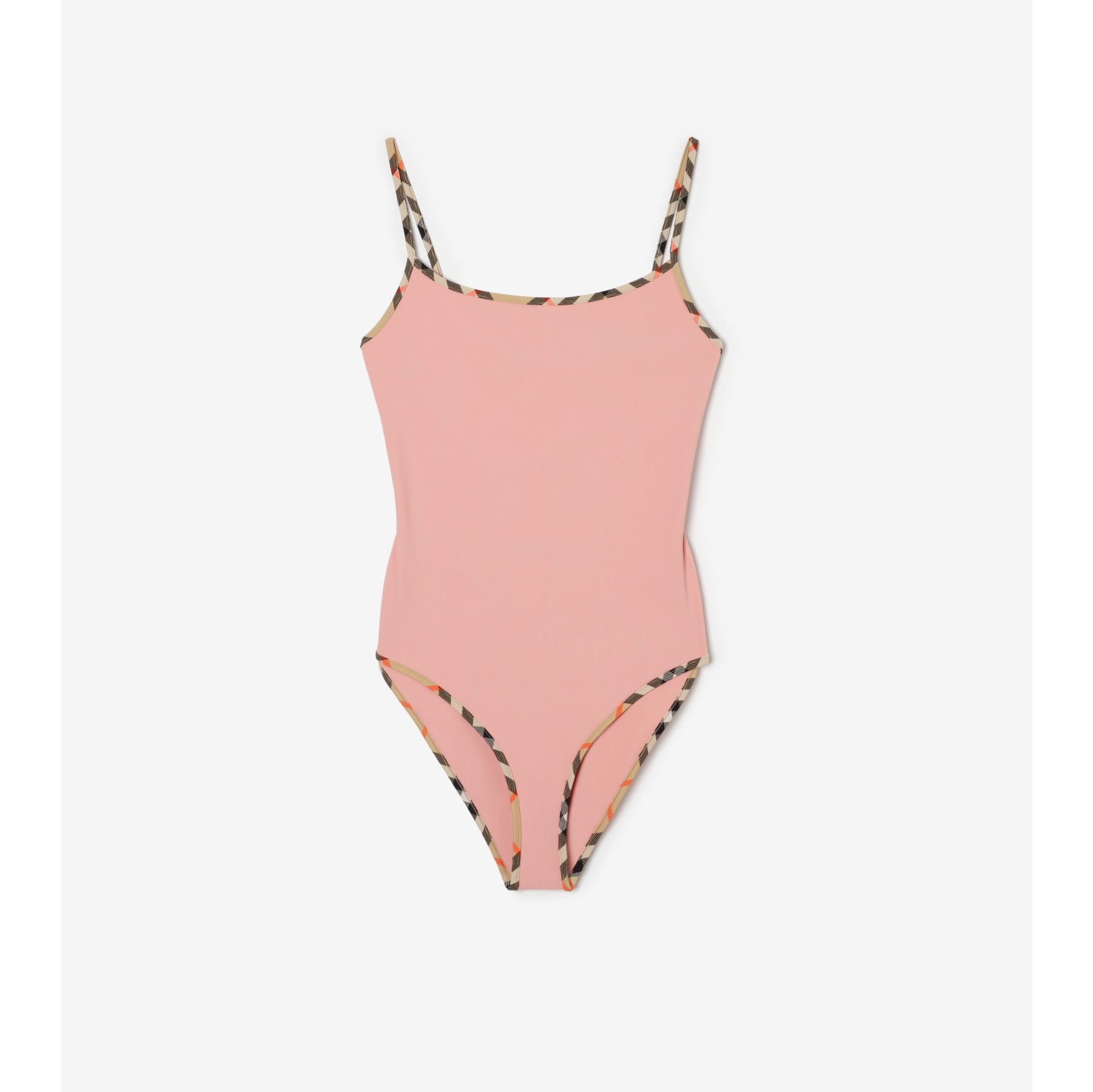 格纹饰边泳衣