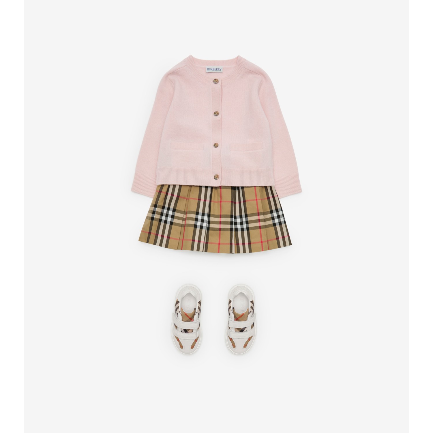 褶饰格纹棉质半裙