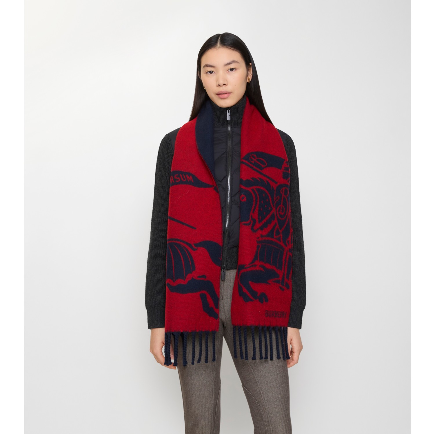 双面两用马术骑士徽标羊毛围巾