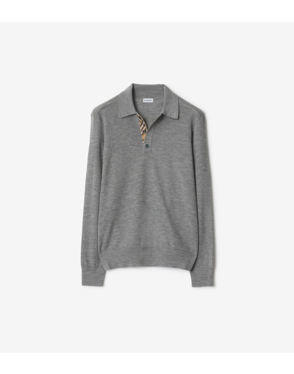 长袖羊毛 Polo 衫