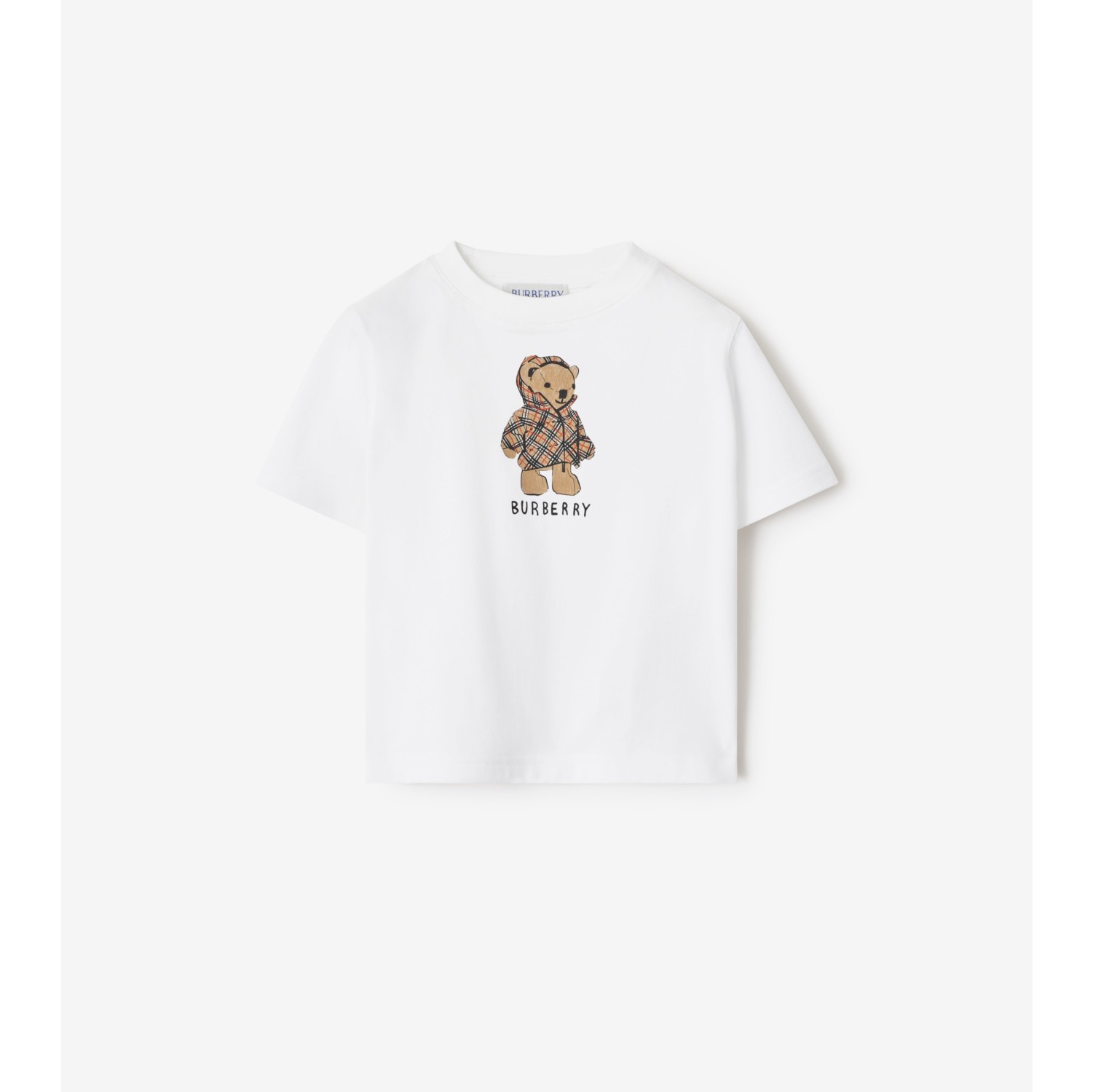 羽绒泰迪熊印花棉质 T 恤衫