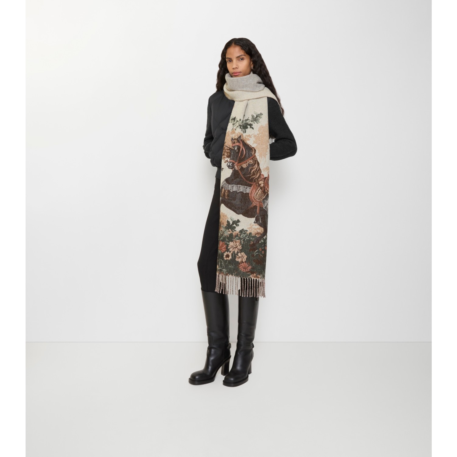 骏马画像羊绒围巾