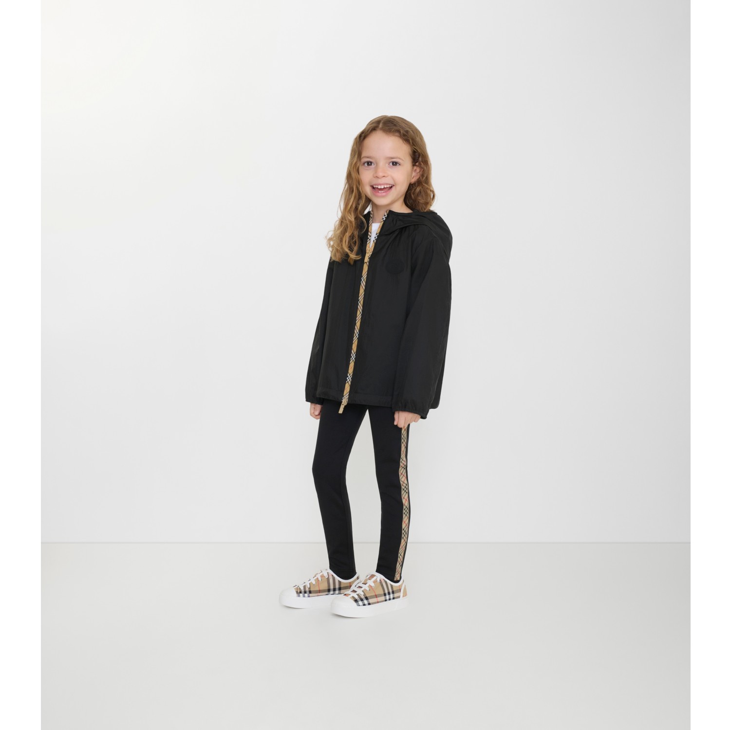 格纹装饰尼龙紧身裤