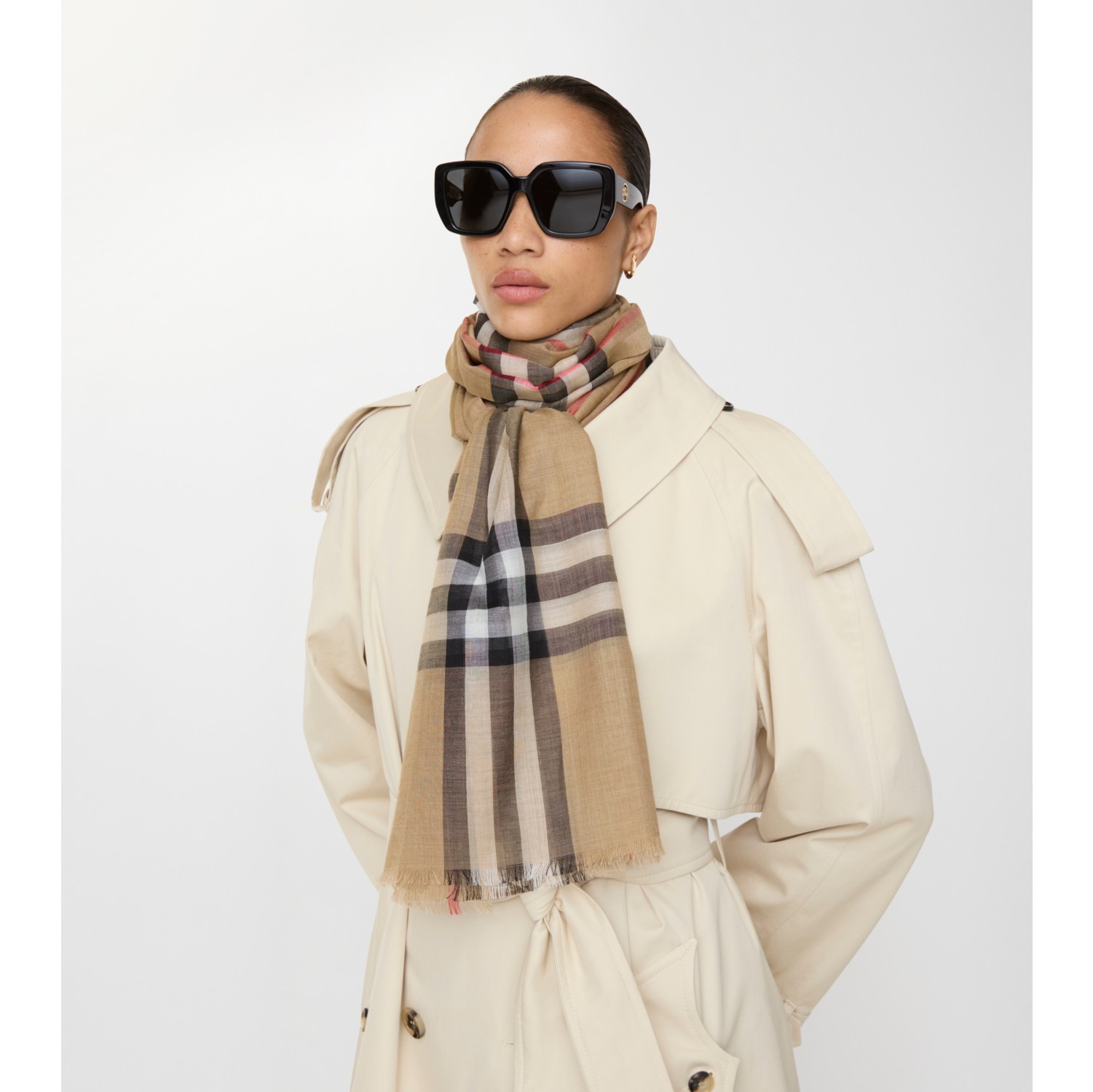 格纹丝毛混纺围巾