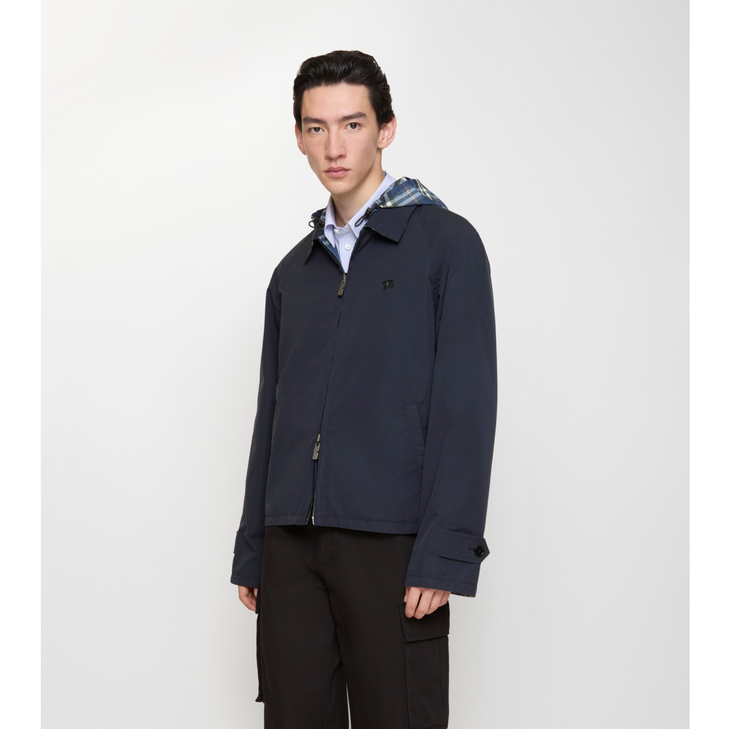 双面两穿格纹棉质外套