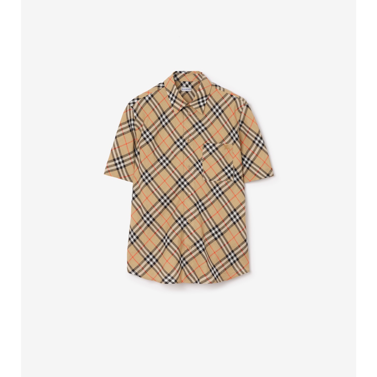 休闲版型格纹亚麻衬衫