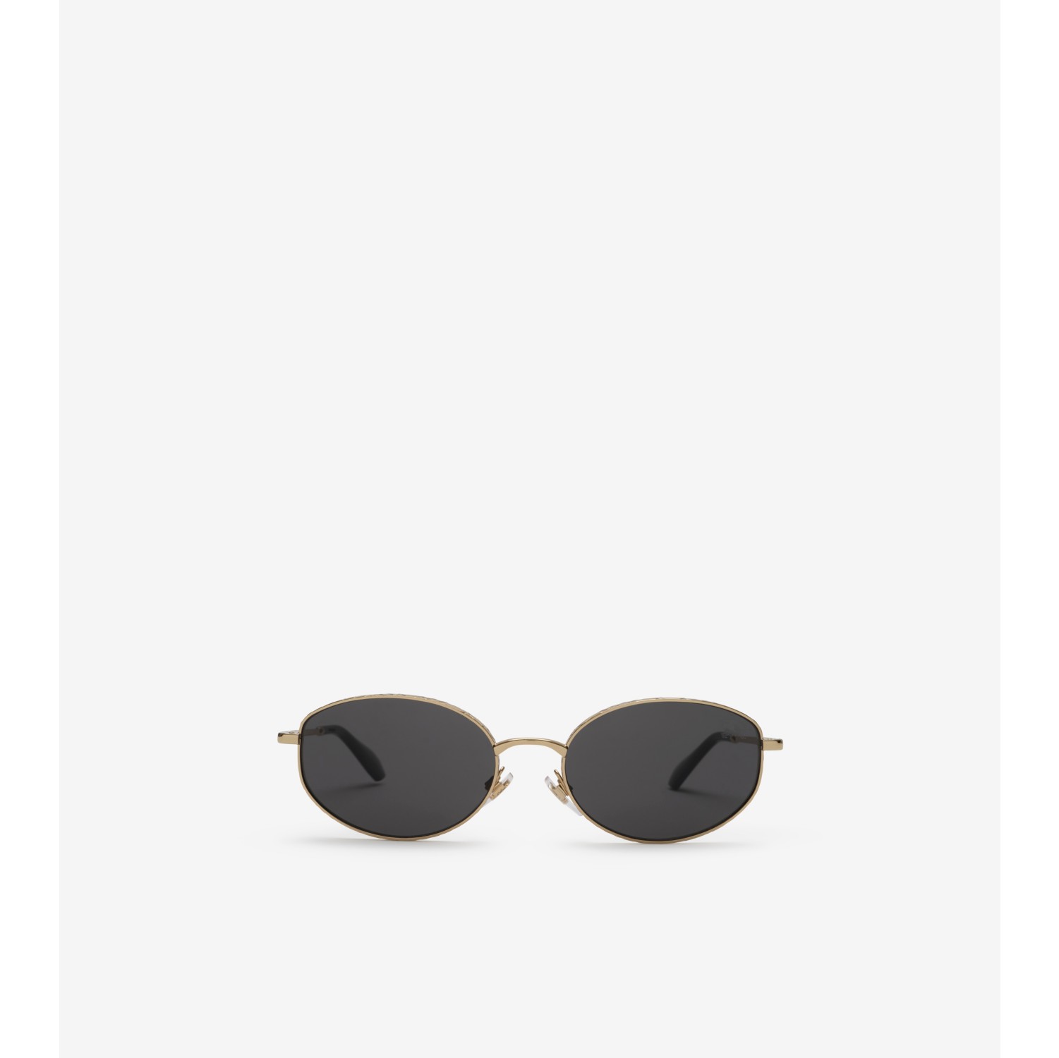 金属格纹椭圆框太阳眼镜