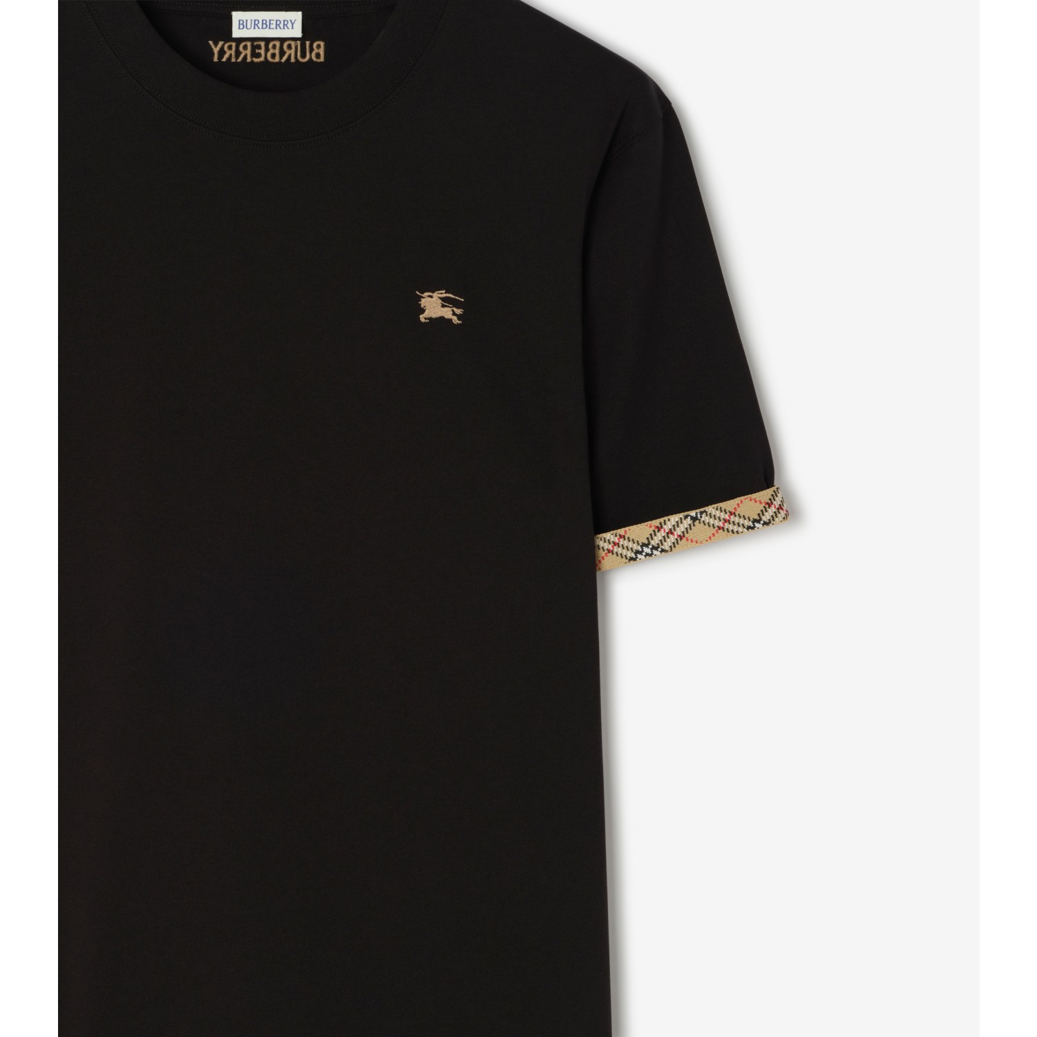 格纹装饰棉质 T 恤衫