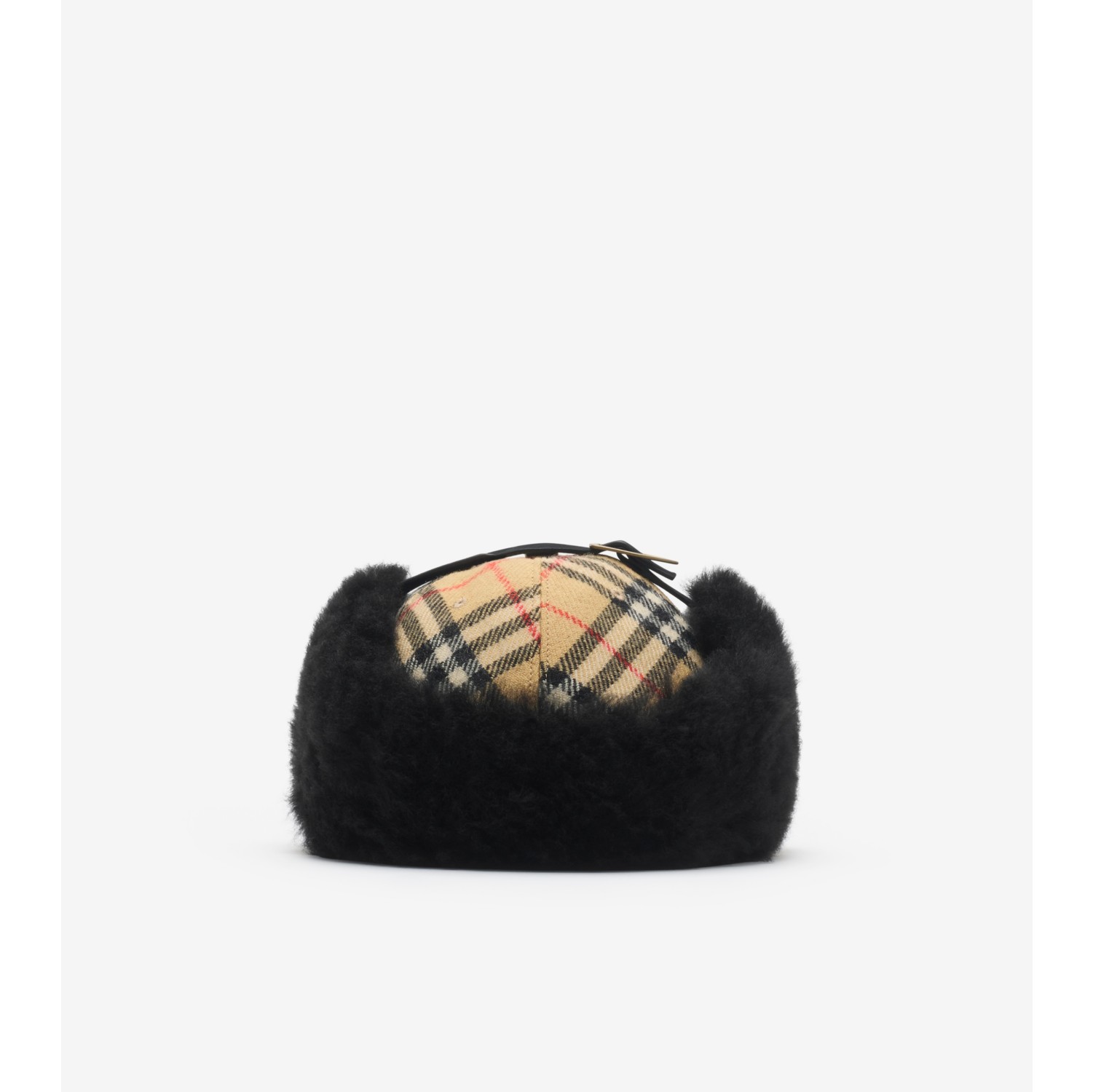 格纹羊毛护耳棒球帽