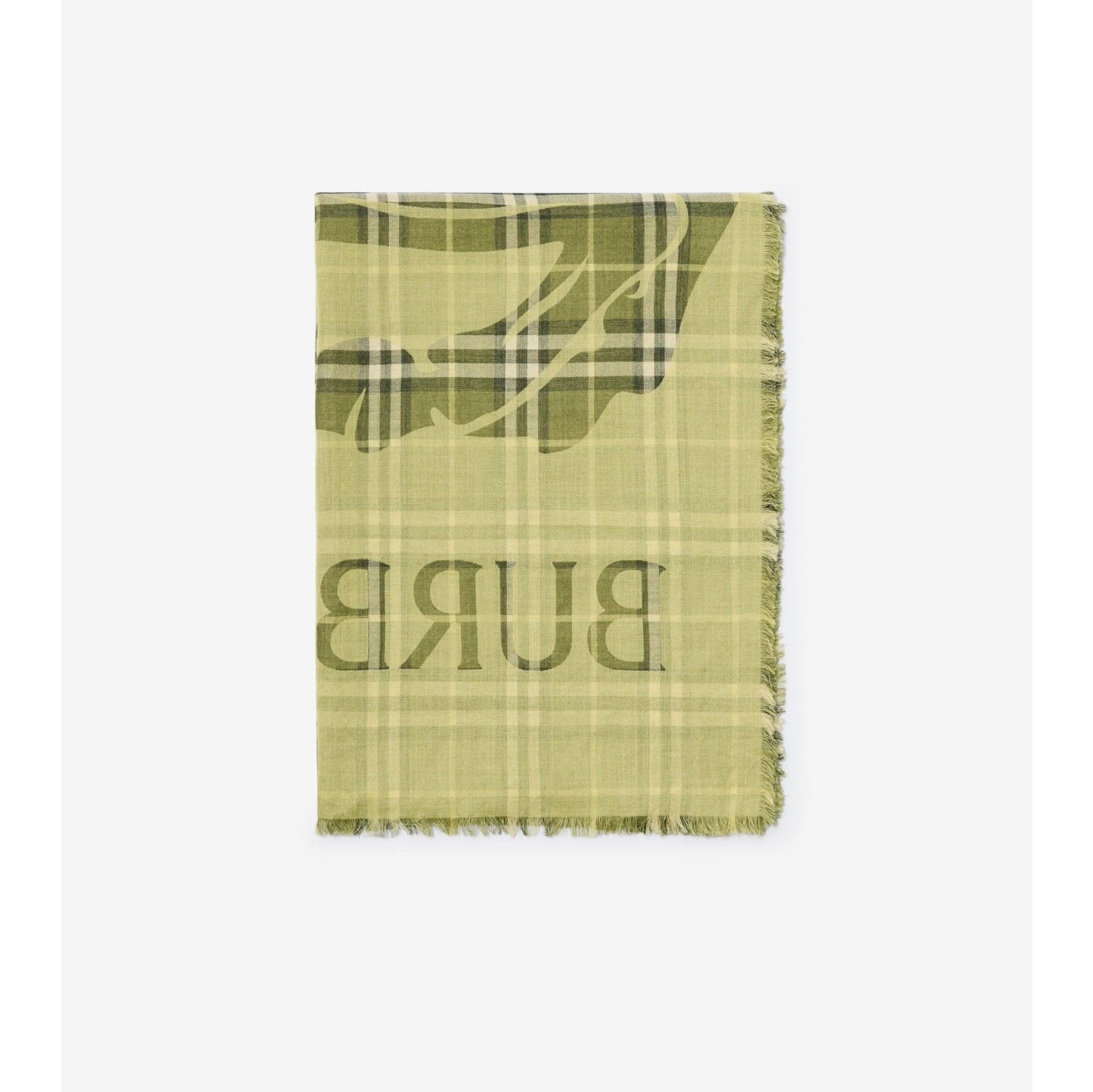 马术骑士徽标格纹丝毛混纺宽版围巾