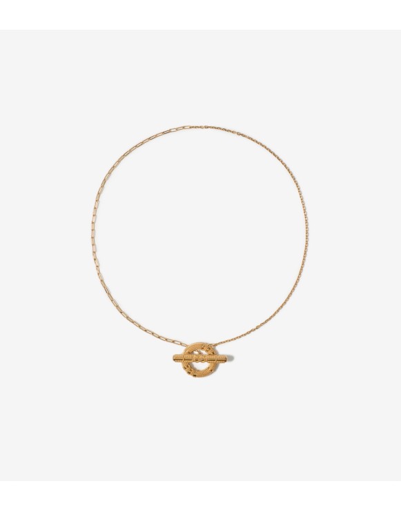 珠粒格纹 T 字扣环项链