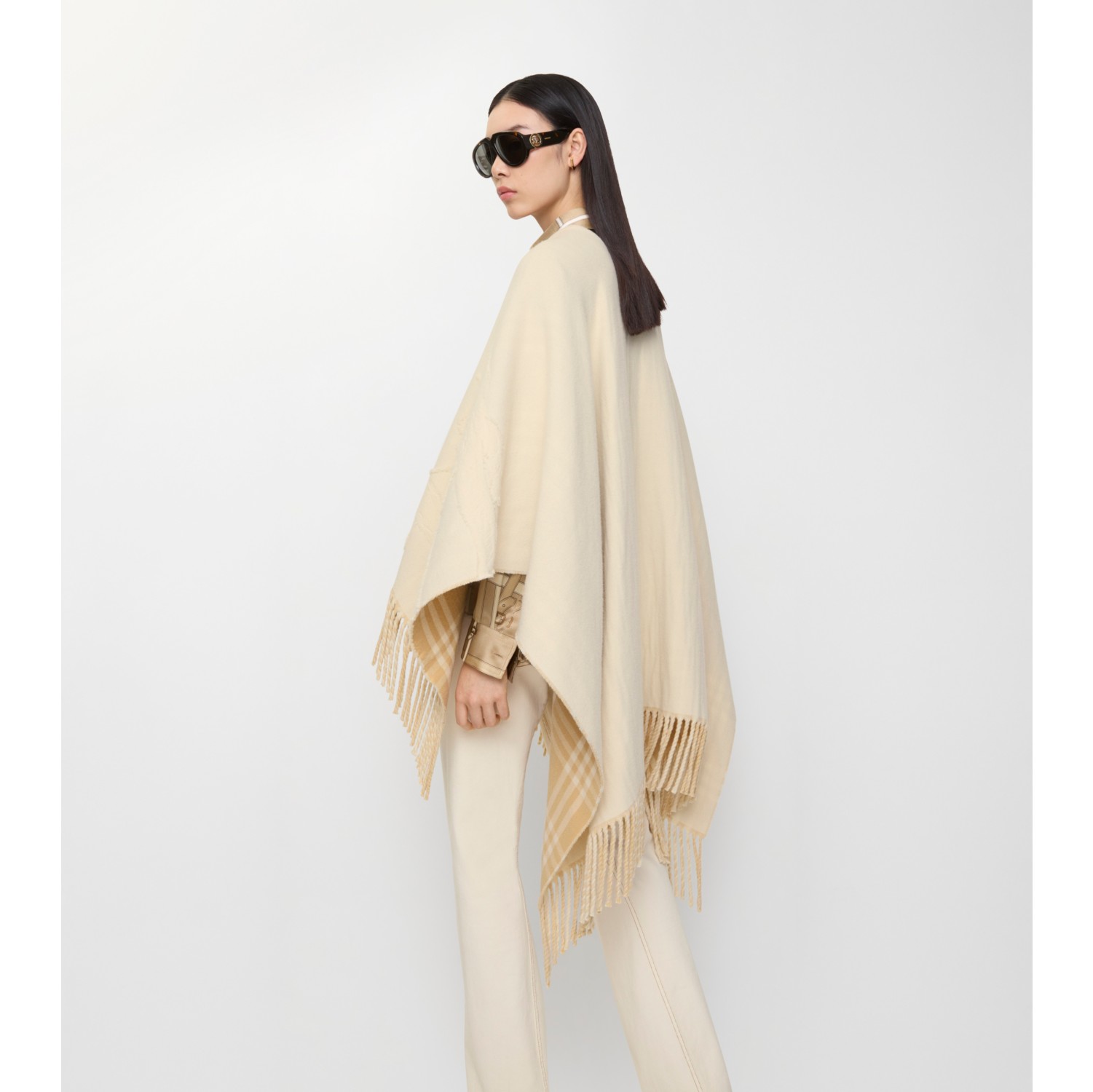 马术骑士徽标崁纱羊毛斗篷