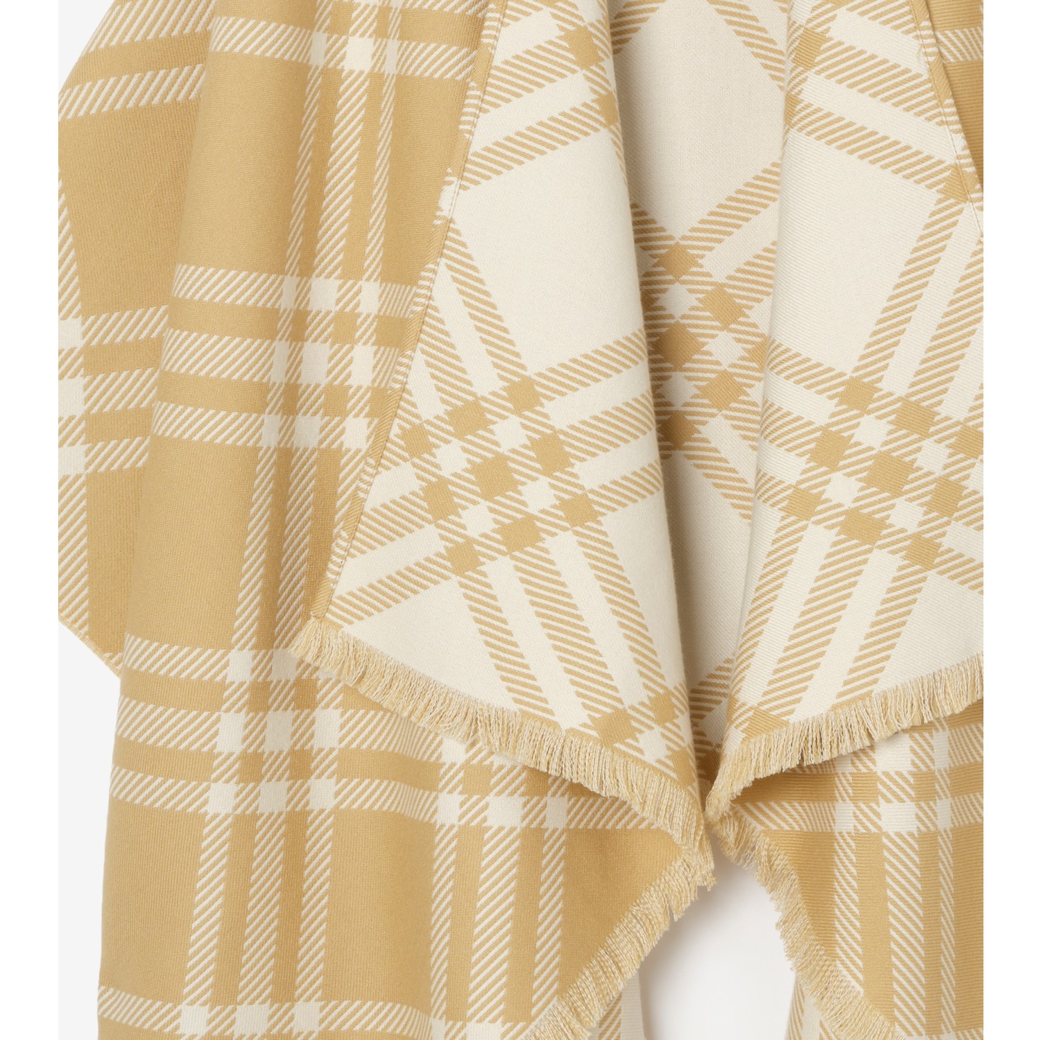 格纹羊毛羊绒丝质混纺斗篷