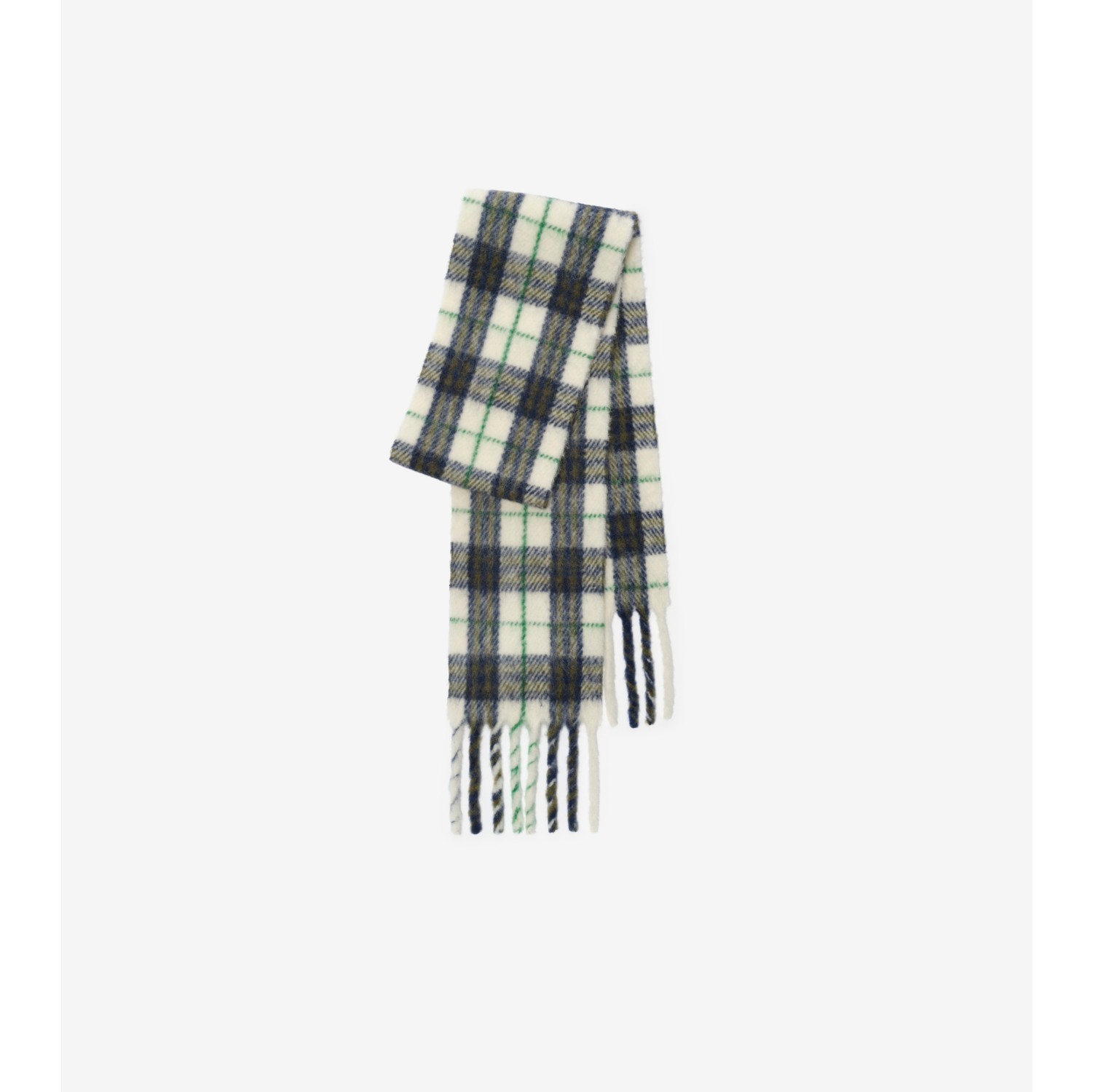 窄版格纹羊驼毛混纺围巾