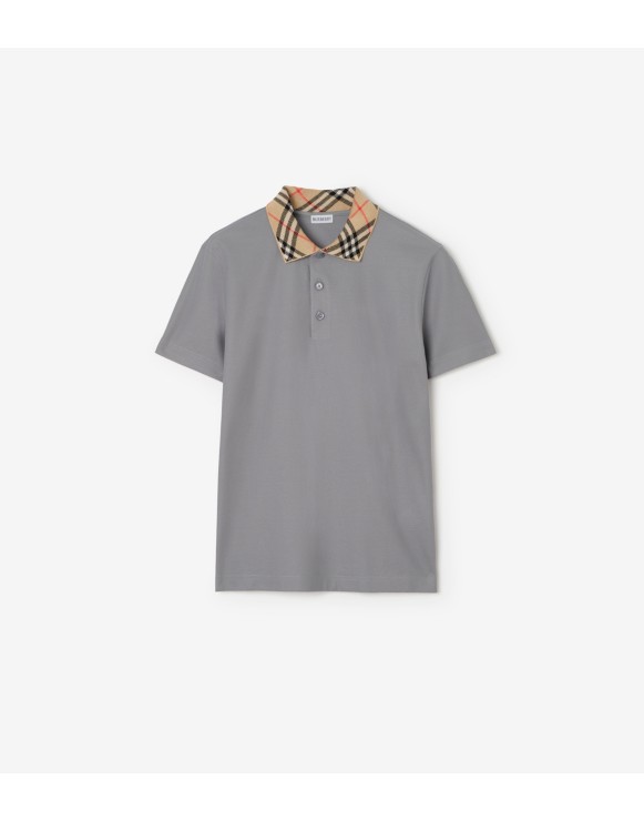 格纹衣领棉质 Polo 衫