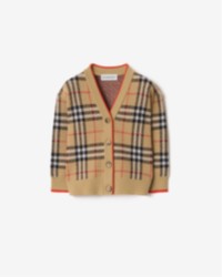 沙色格纹羊毛开衫