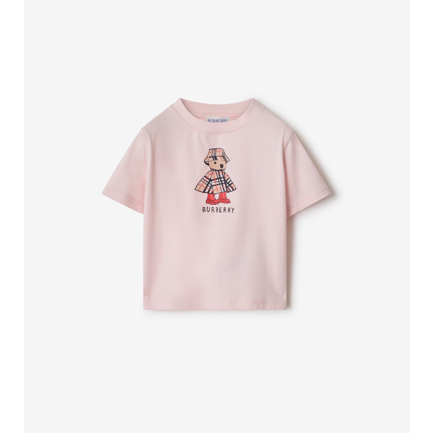 雨天泰迪熊印花棉质 T 恤衫