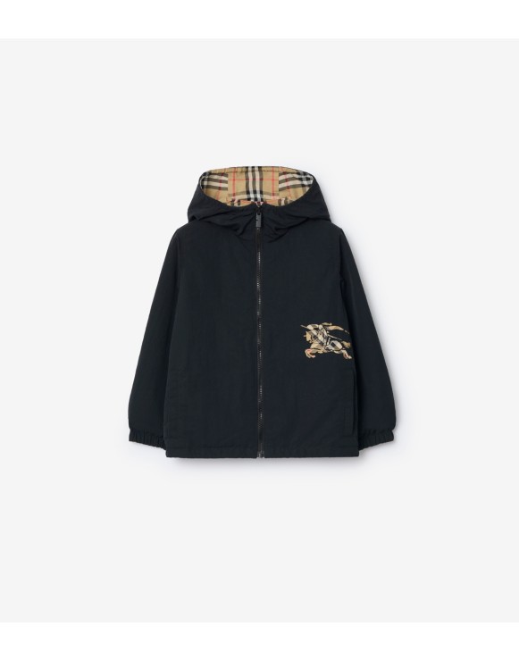 双面两穿格纹连帽外套