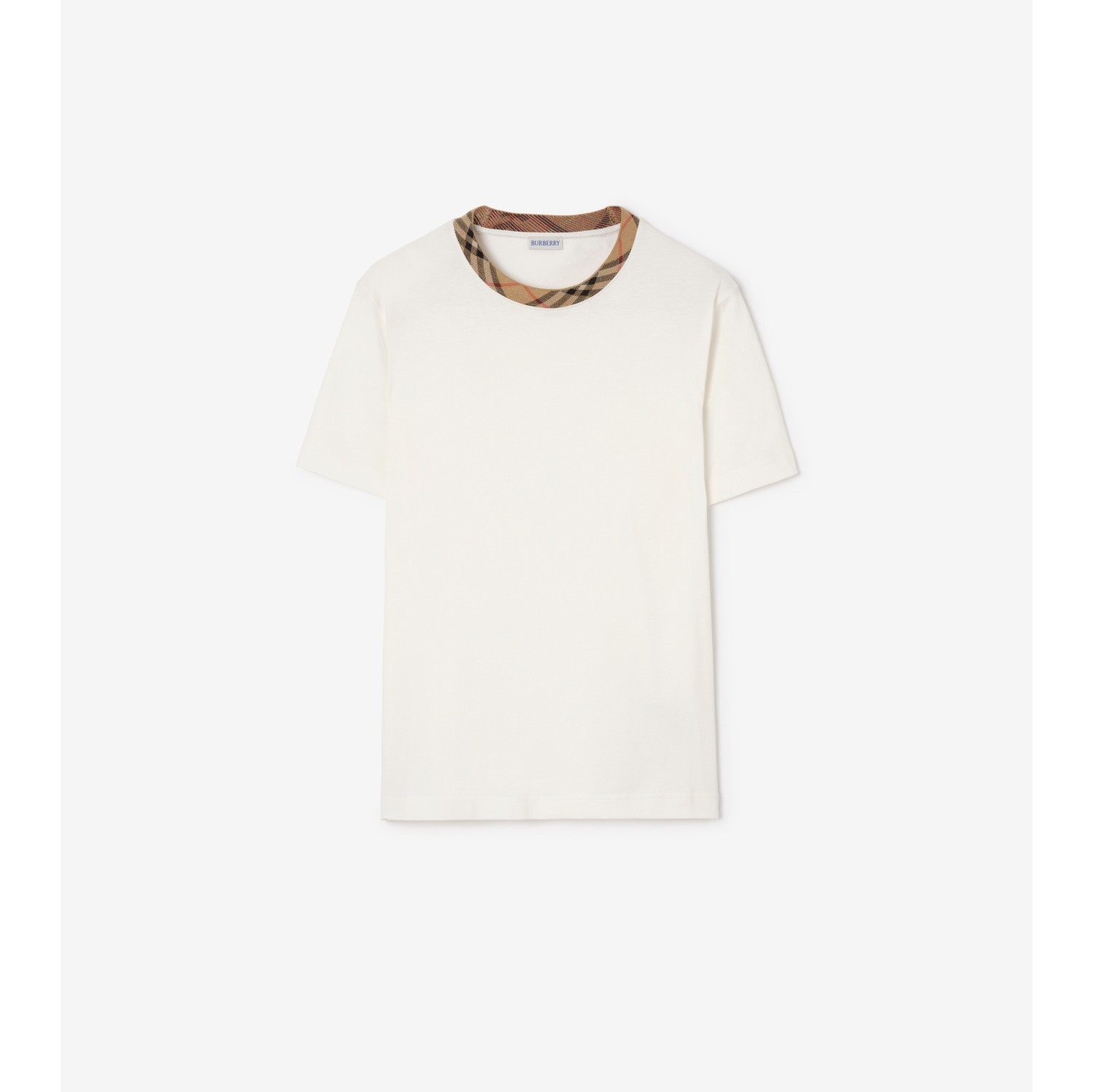 格纹装饰棉质 T 恤衫