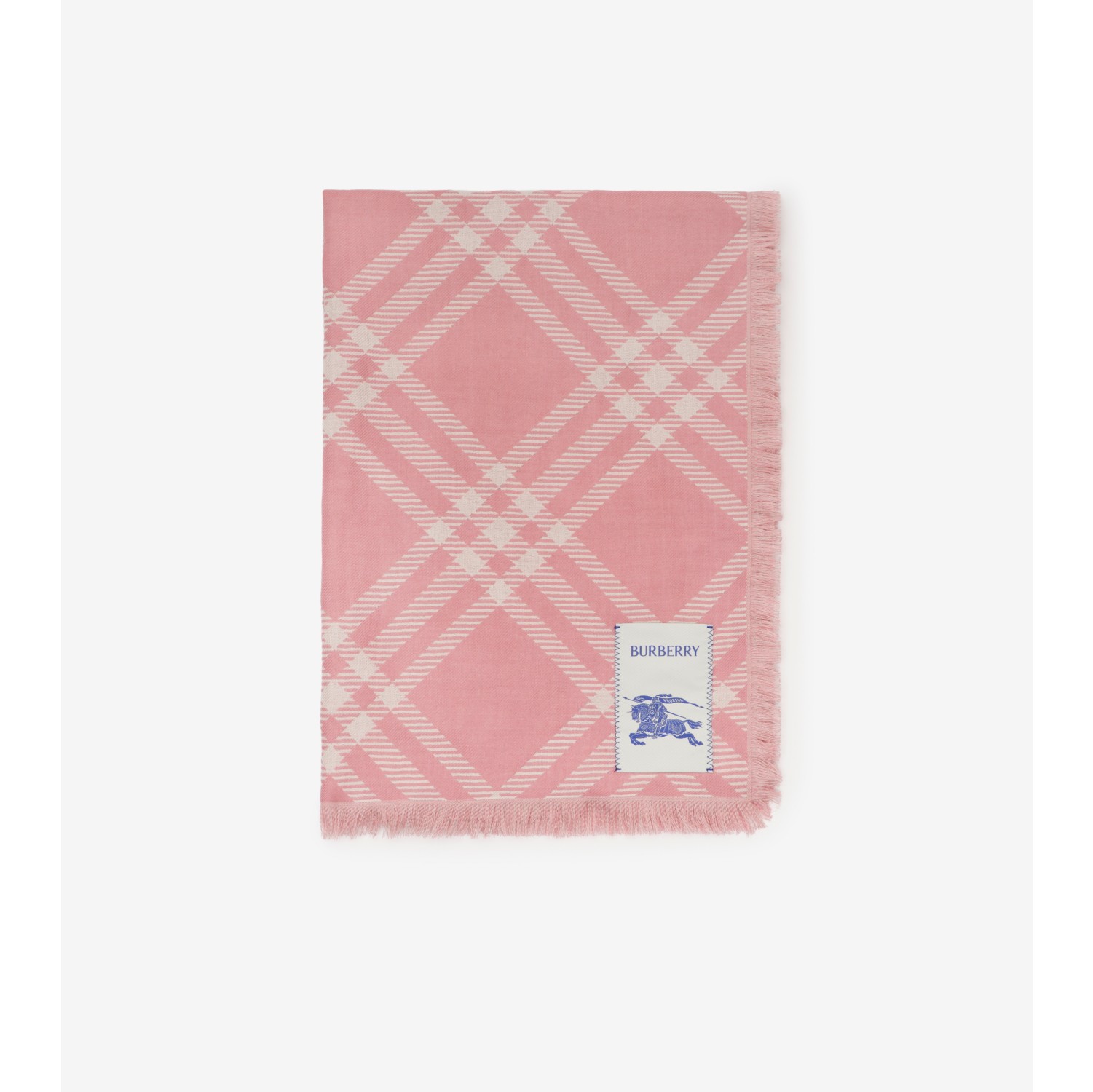 宽版格纹丝毛混纺围巾