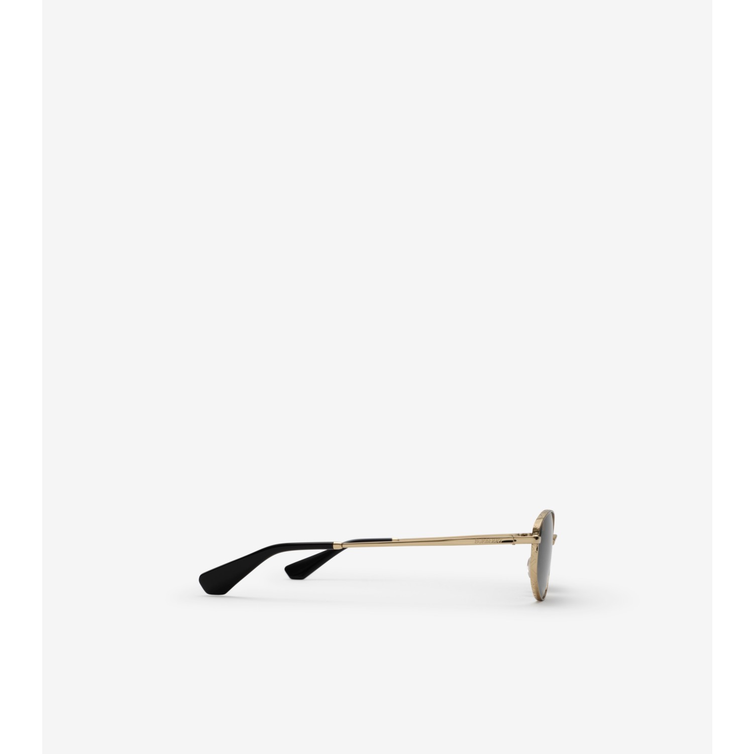 金属格纹椭圆框太阳眼镜