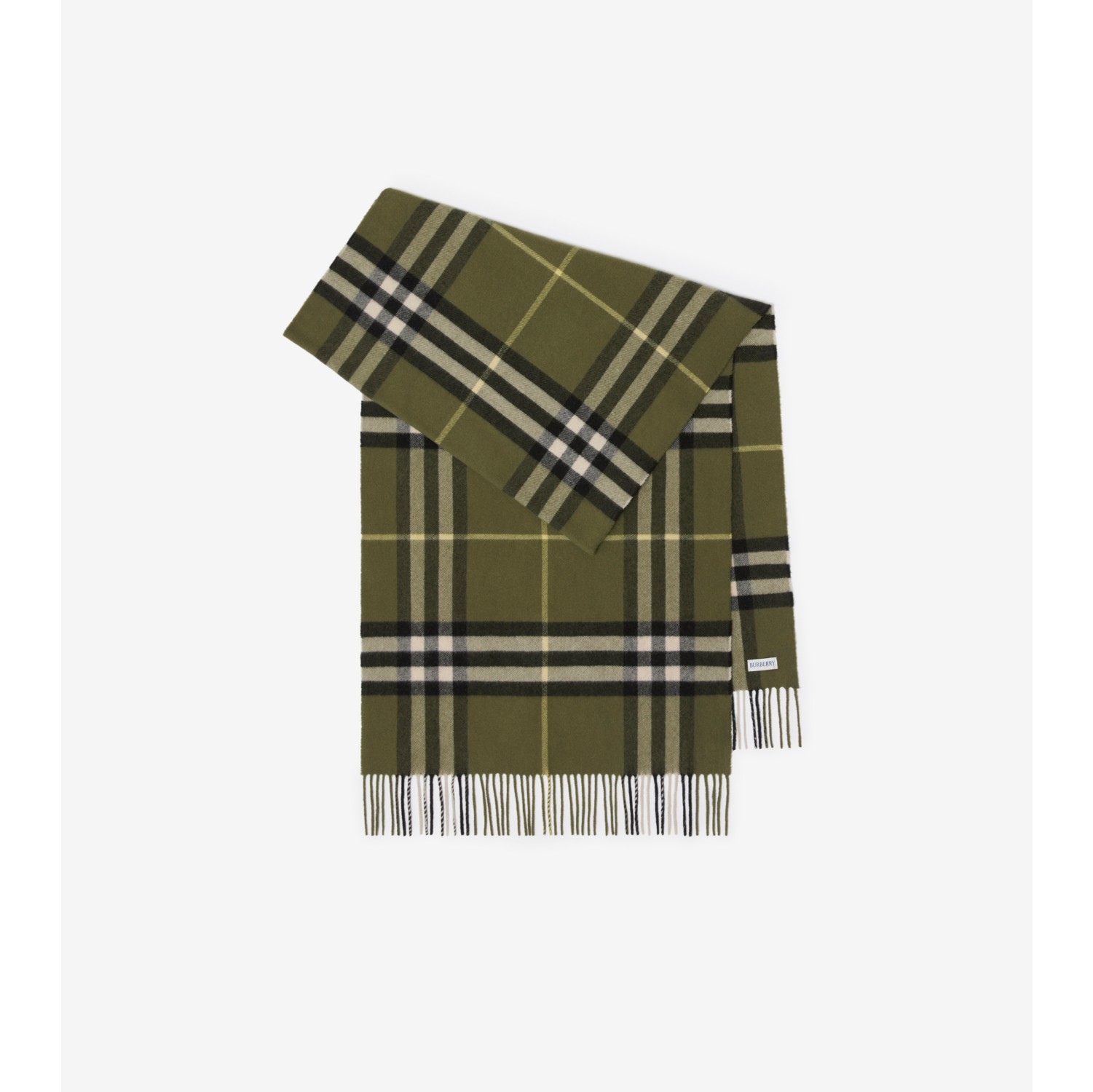 宽版格纹羊绒围巾